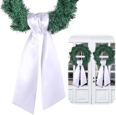 2 Pcs White Wreath Sash for Front Door Decor