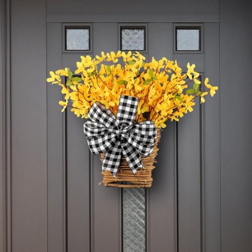 Elegant Floral Door Hanger Wreath with Rattan Frame