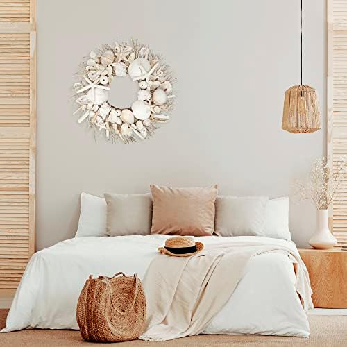 ANDALUCA Summer Seashell Starfish Wreath 20 Inches White