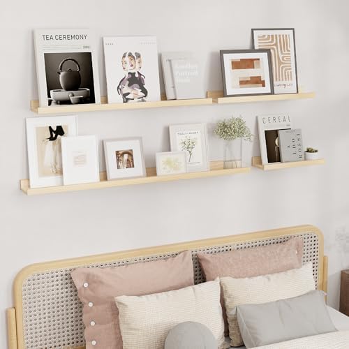 Vivelove Picture Ledge Shelf Set of 2 Natural 16 Inch Floating Shelves