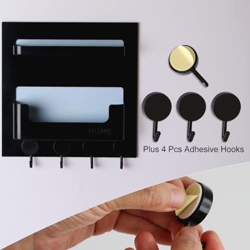 EHKIT Updated Bedside Shelf Wall Mount Phone Holder Organizer 4 Hooks