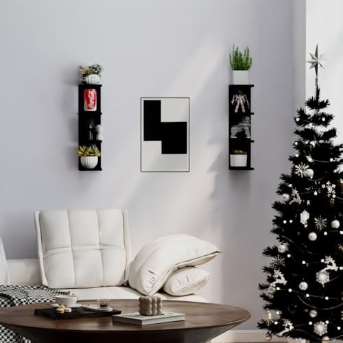 DrWall 7 Tier Black Floating Shelves Set of 2
