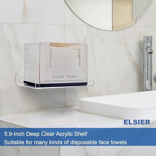 ELSIER Acrylic Floating Shelves 59 Inch Deep Clear Display Organizer 2 Pack