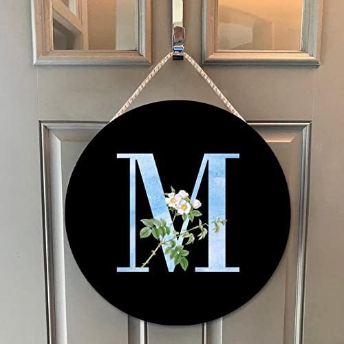 Farmhouse Door Hanger with Blue Marble and White Flower Design