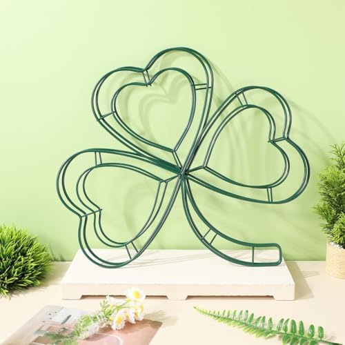 St Patrick Day Shamrock Wreath Frame 2pcs Iron DIY Hoop for Wall and Door Decoration