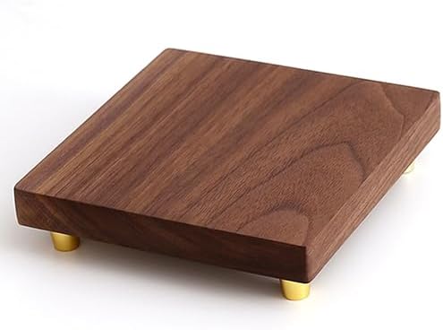GOLDY WENDY Teak Wood Pedestal Stand with Copper Feet