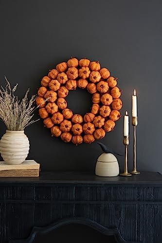 Kalalou Orange Faux Pumpkin Wreath 1