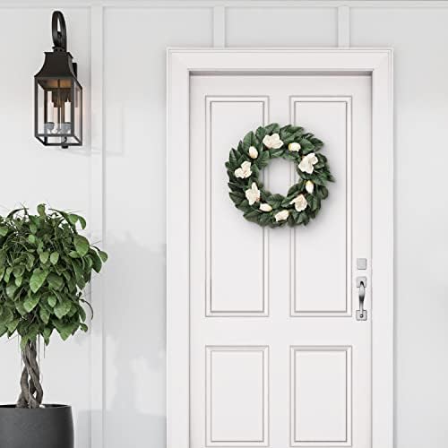 24 Inch Artificial Magnolia Spring Wreath with Green Leaves