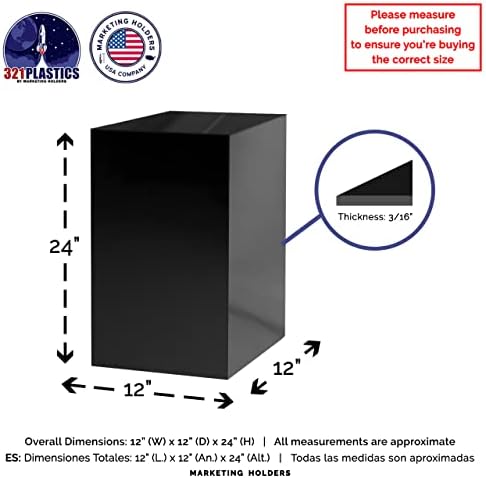 Black Acrylic Tall Display Pedestal 24 Inch 5 Sided Showcase Stand