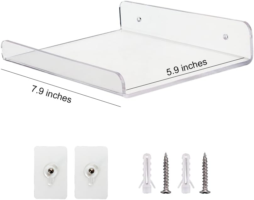 ELSIER Acrylic Floating Shelves 59 Inch Deep Clear Display Organizer 2 Pack