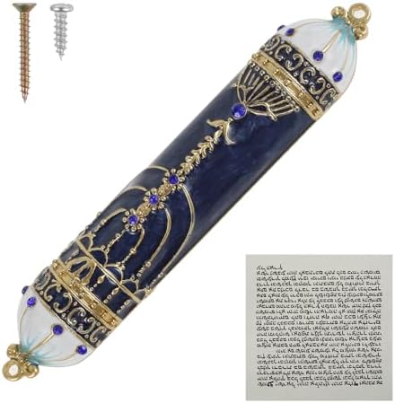 Hand Painted Mezuzah with Faux Crystal Design