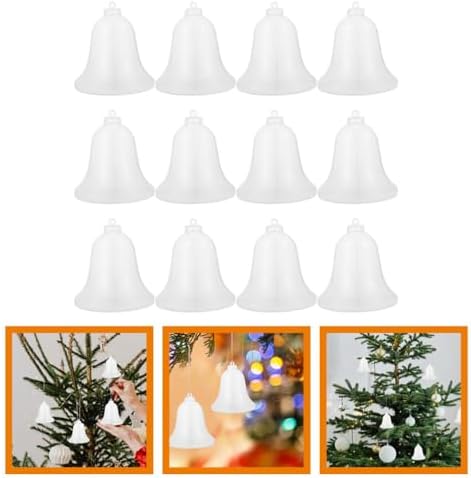 12pcs Clear Fillable Bell Ornaments for Christmas Tree Decorations and Holiday Parties