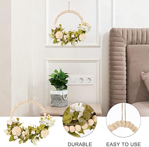 BESPORTBLE Vintage Wooden Bead Flower Wreath
