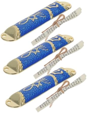 3 Sets Mezuzah Case with Scroll - Traditional Metal Jewish Home Blessing Decor