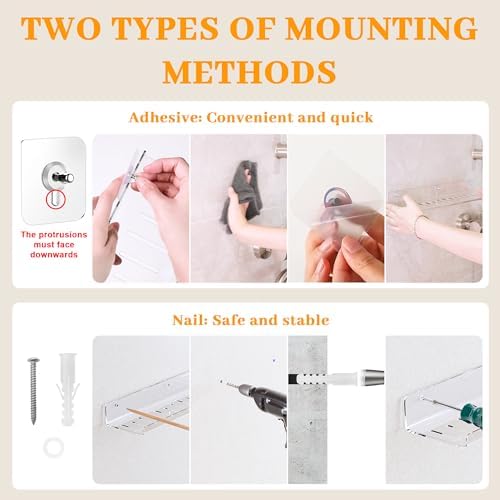 2 Pack Adhesive Floating Shelves for No Drilling Wall Storage