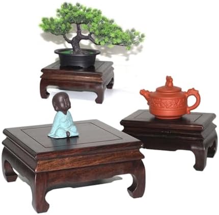 GOLDYWENDY Vintage Square Rosewood Base Tall Display Vase