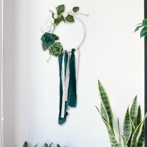 Artificial Spring Flower Wreath Wall Decor Green