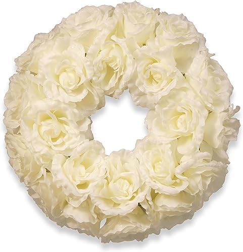 National Tree 165 Inch Glittery White Rose Wreath