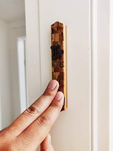 Jerusalem Pearls Olive Wood Mezuzah with Shin Shadai