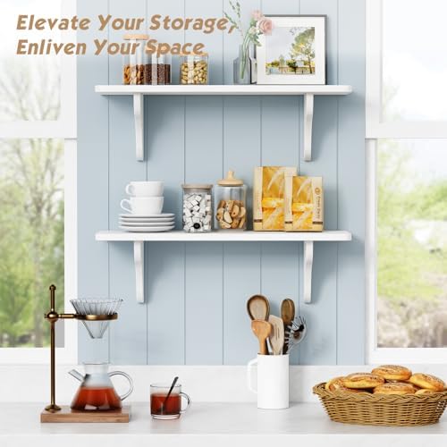 Forbena 24 Inch Wall Shelves Set of 3 White