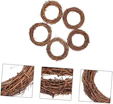 Sosoport 5Pcs Rattan Wreath Rings for Christmas and Holiday Decor