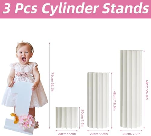 3 Pcs White Cylinder Stands for Party Display