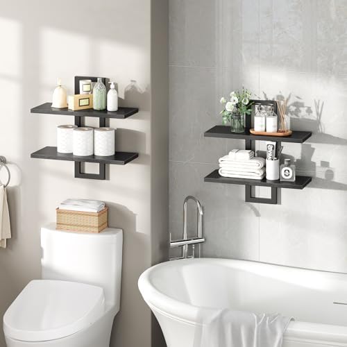 HOOBRO Floating Shelves Set of 2 15 Inch Black