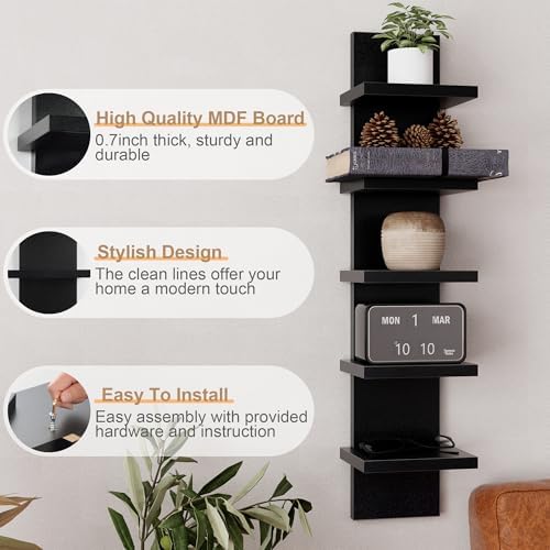 Fun Memories 5 Tier Wall Shelf Unit Black