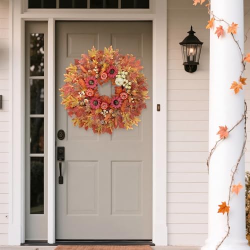 28 Inch Large Fall Wreath for Front Door Porch Window 1