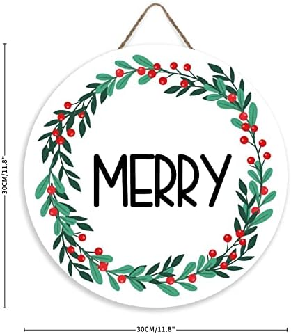 Mutilovely 12-Inch Round Wooden Welcome Door Hanger