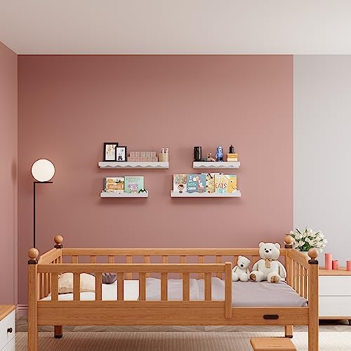 Senjie Floating Shelves Set of 2 24 Inch White Wave Design