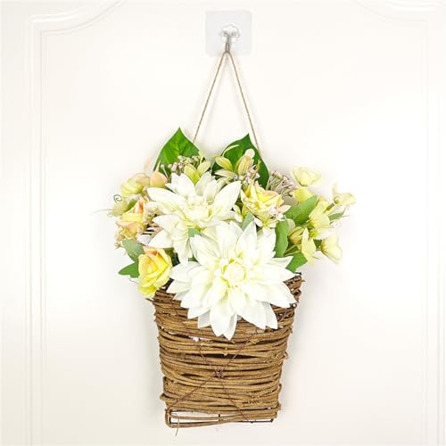 Cream Hydrangea Door Wreath Basket 2024 Wildflowers Front Door Decor
