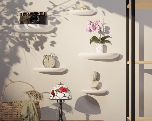Solid Wood Half Round Floating Wall Shelves Elegant White Shelves for Home Decor