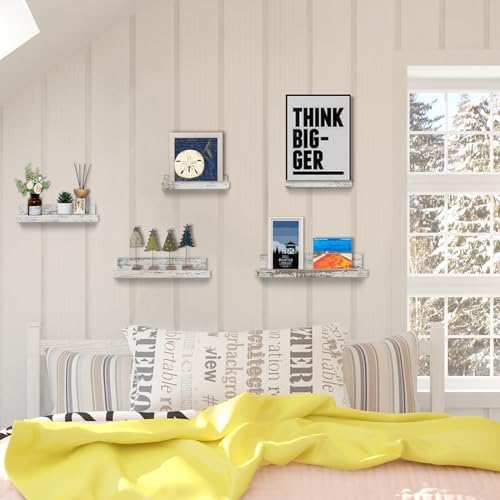 Walasis Rustic White Wall Mounted Floating Shelves