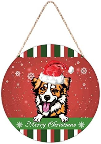 Farmhouse Door Hanger with Red Snowflake Christmas Design