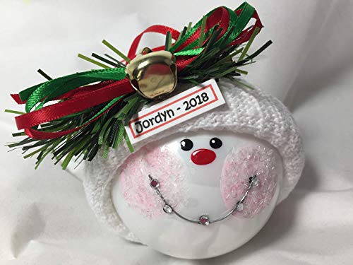 Personalized Braces Christmas Jingle Bell Glass Ornament