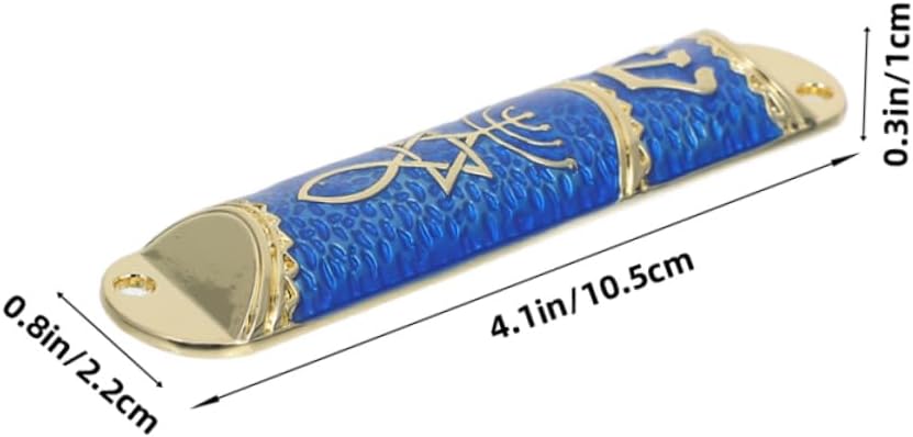 Cabilock 2sets Elegant Jewish Mezuzah Gold-Blue Metal Design