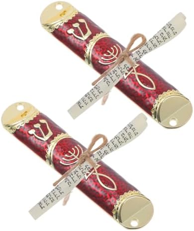 ABOOFAN 2 Sets Elegant Metal Mezuzah with Scroll