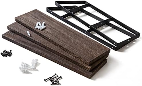 Mkono 3 Tier Floating Wall Shelf 17 Inch Rustic
