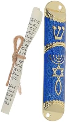Metal Mezuzah Case with Door Scroll and Bible for Home Decor