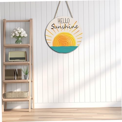 Summer Door Wreath 12x12 Wood Hello Sunshine Decor