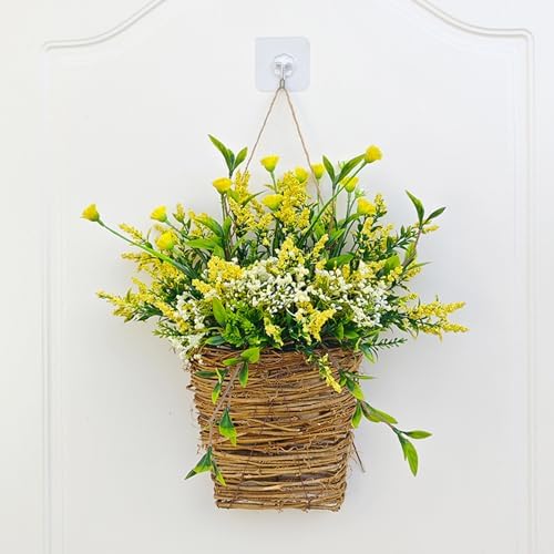 Cream Hydrangea Door Wreath Basket for Front Door