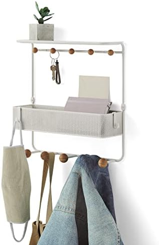 Umbra Estique Entryway Organizer with Hooks and Shelves White