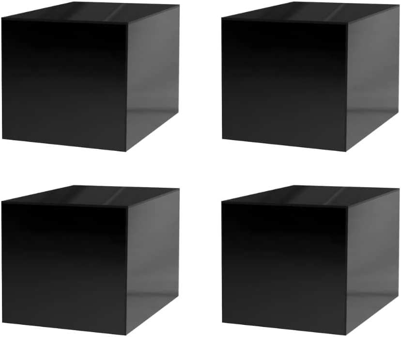 4 Pack Acrylic Display Riser Boxes with One Open Side