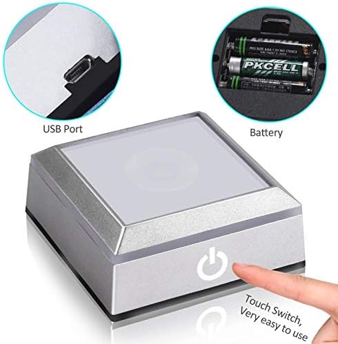 Jumayer 2 Pack LED Light Base Show Stand with Touch Switch for Crystal Display Art