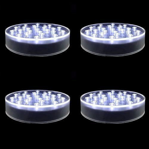 LARDUX 4 Pack LED Light Bases 6 Inch Round Display Pedestal