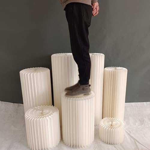 5pcs Foldable Cylinder Pedestal Stands for Wedding Decor