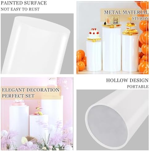 3PCS Metal Cylinder Pedestal Stands for Party Display