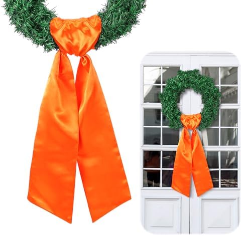 Orange Wreath Sash for Front Door Holiday Decor