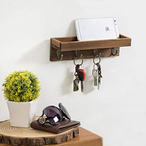 MyGift 10 Inch Floating Wall Shelf with Hooks